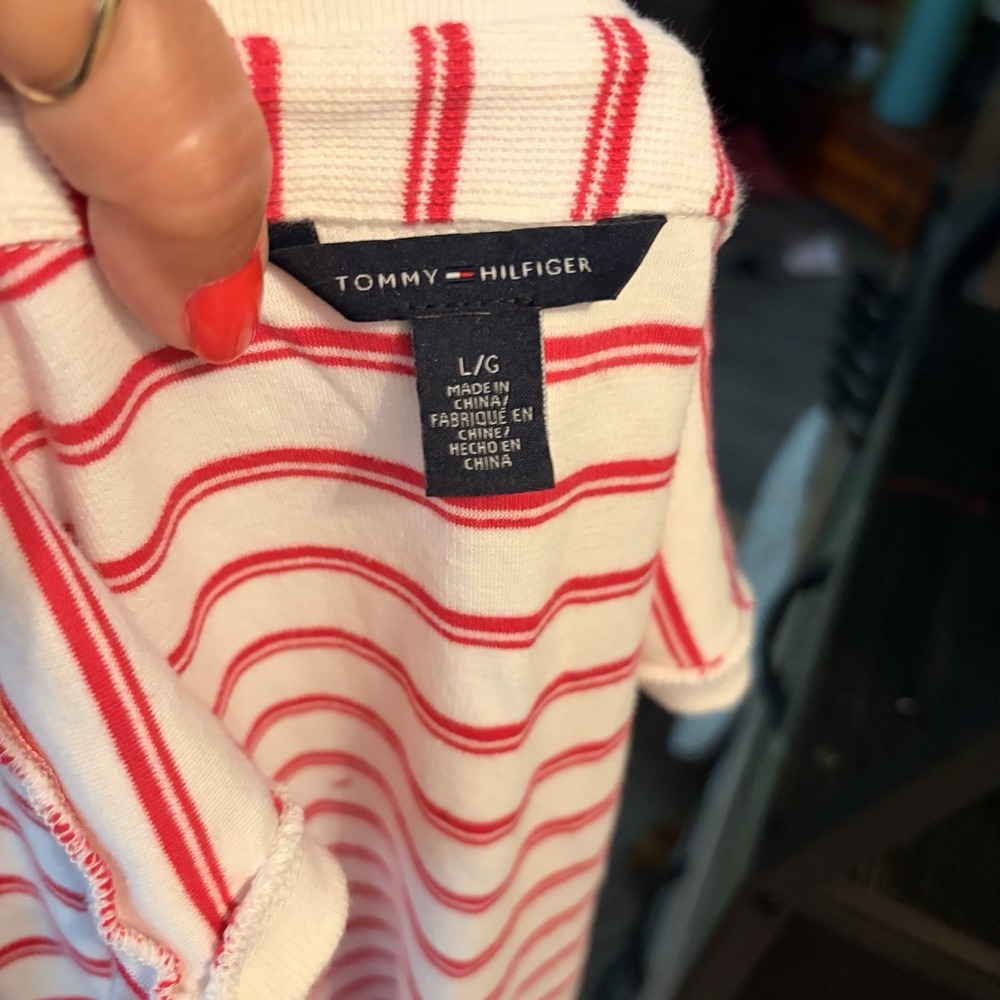 Tommy Hilfiger Sleeveless Polo Dress L Pink White Stripe Pleated Golf Tennis EUC - Picture 6 of 9